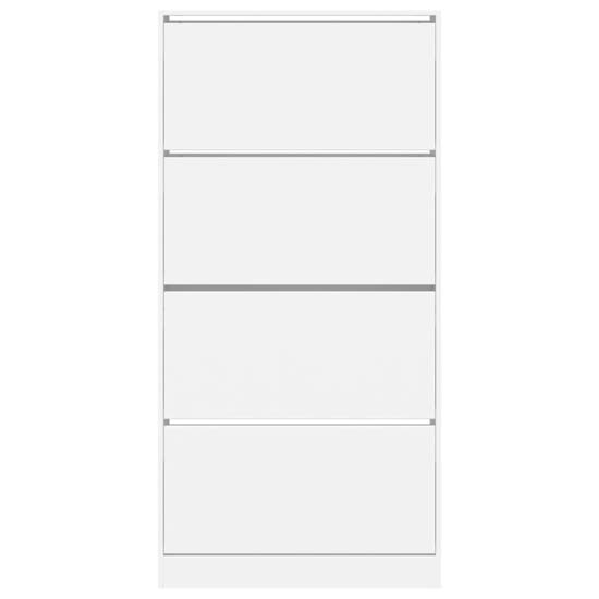 Lowell Shoe Storage Cabinet With 4 Flip-Drawers In White