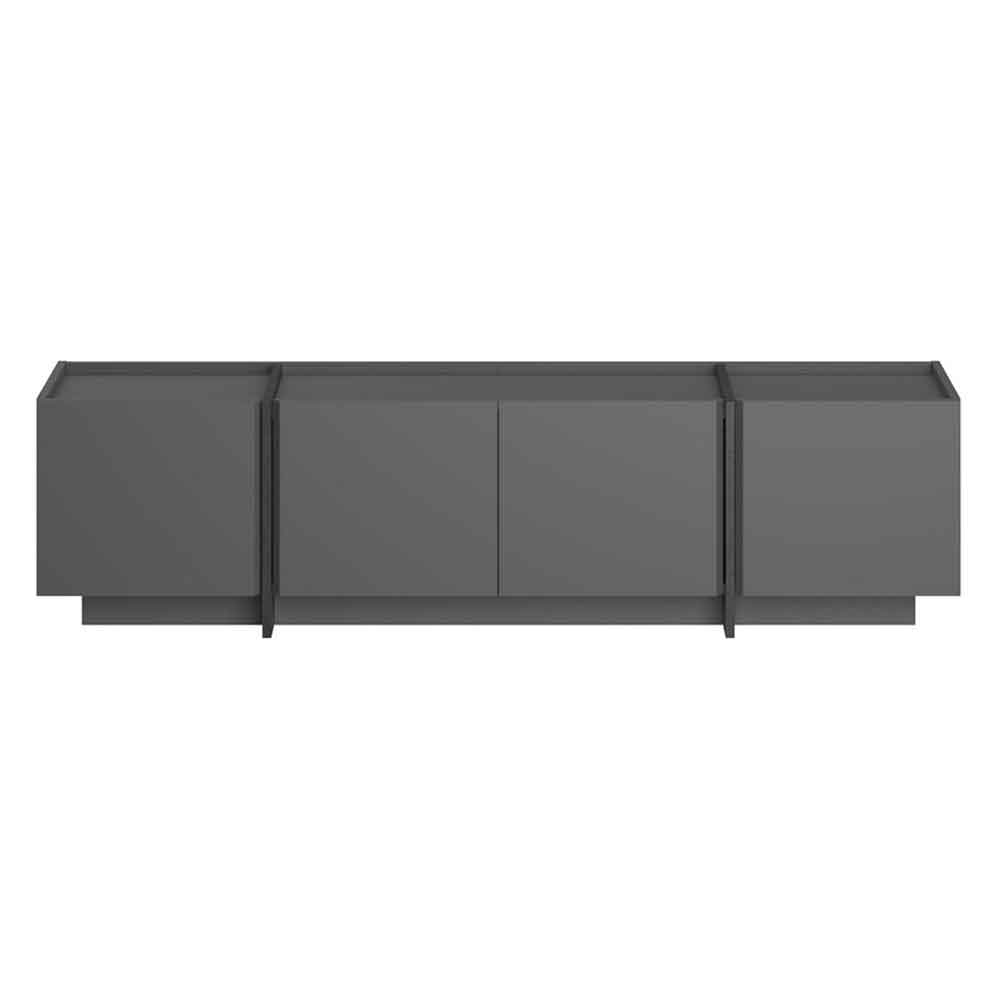 Lowenio Wooden TV Stand with 4 Doors in Black and Anthracite