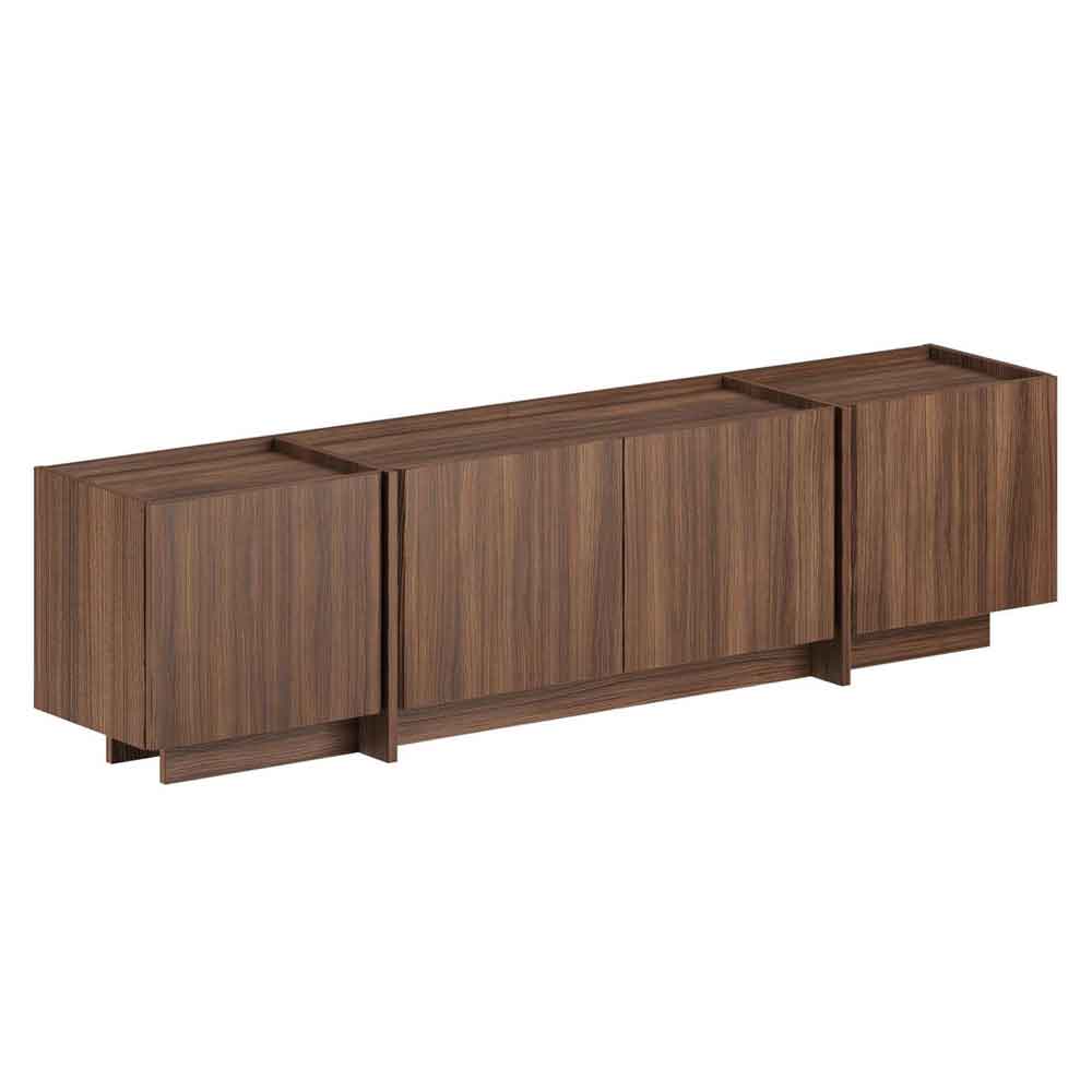 Lowenio Wooden TV Stand with 4 Doors in Milano Walnut