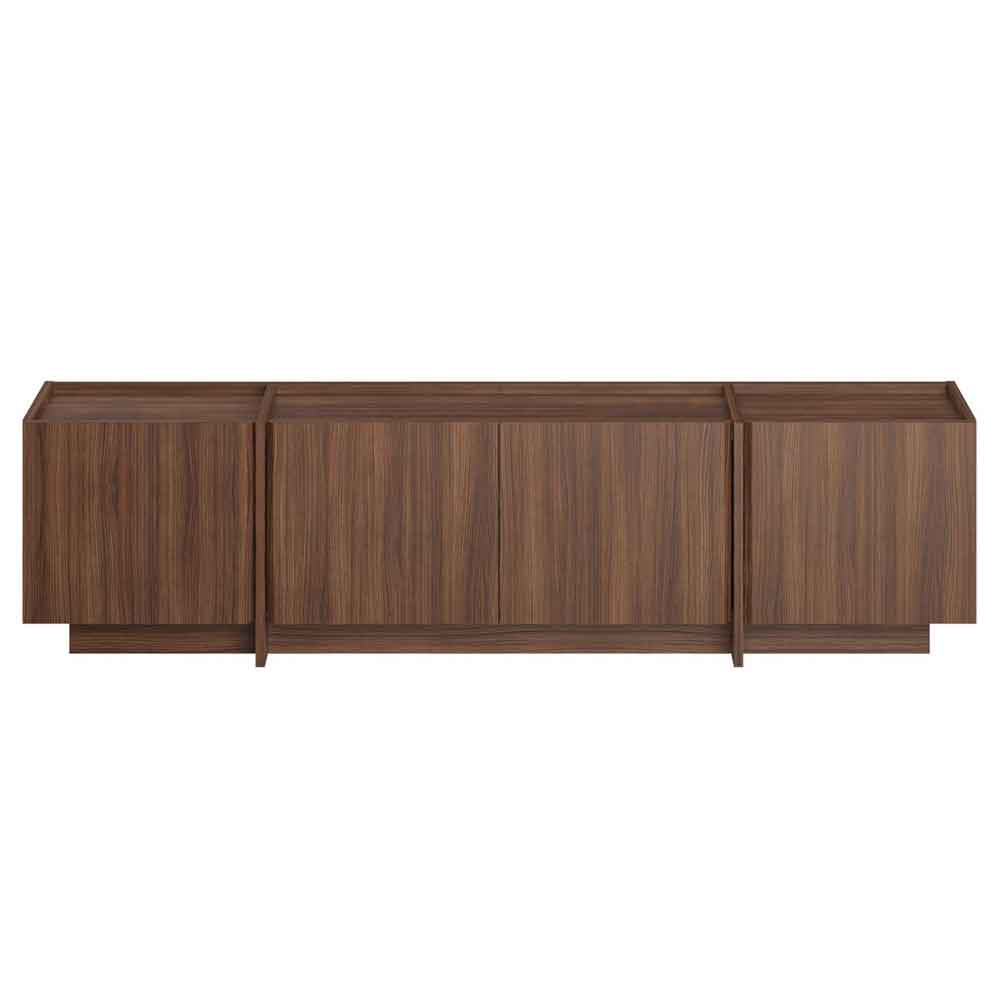 Lowenio Wooden TV Stand with 4 Doors in Milano Walnut