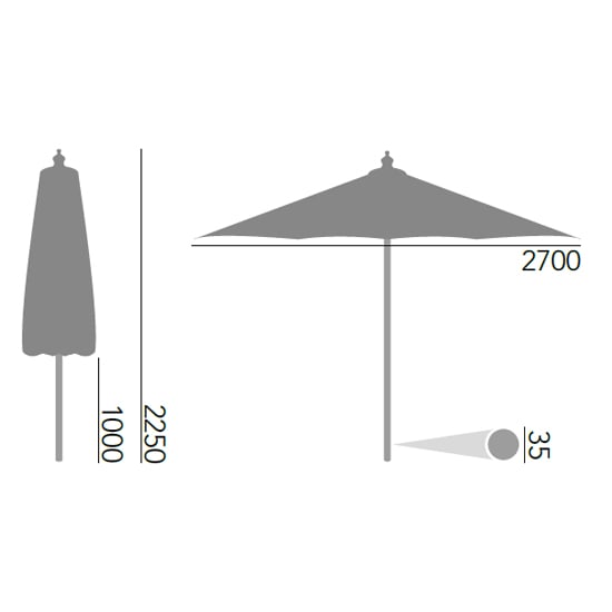 Loxe Tilt And Crank Olefin 2700mm Fabric Parasol In Charcoal_2