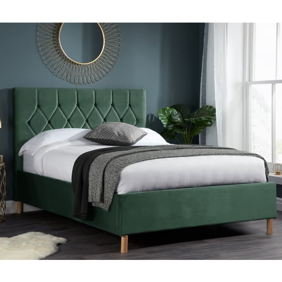 Read more about Loxley fabric upholstered king size ottoman bed in green