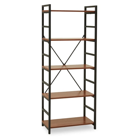 Read more about Loxton wooden 5 tier shelving unit in red pomelo