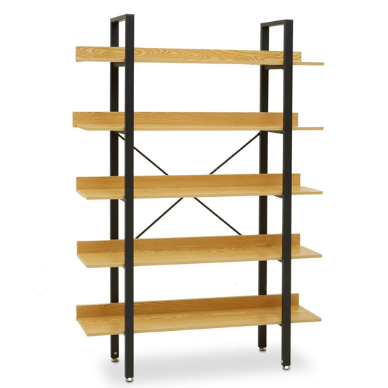 Product photograph of Loxton Wooden 5 Tiered Shelving Unit In Light Yellow from Furniture in Fashion