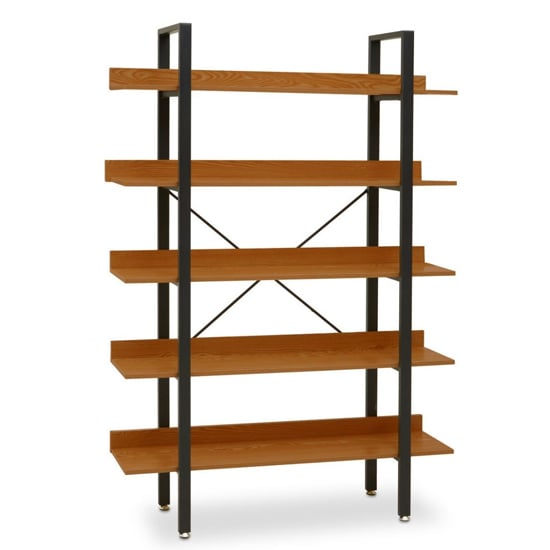 Product photograph of Loxton Wooden 5 Tiered Shelving Unit In Red Pomelo from Furniture in Fashion