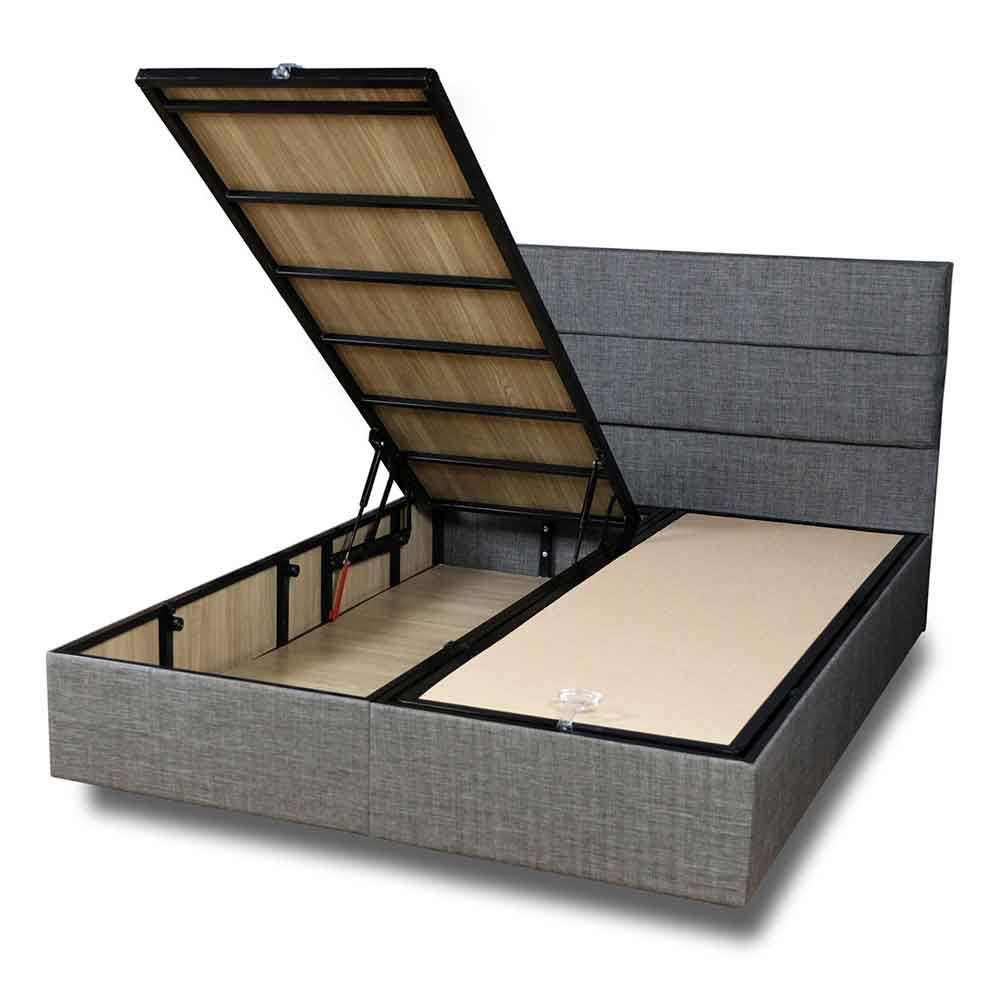 Lrelan Fabric Ottoman Storage Double Bed in Grey