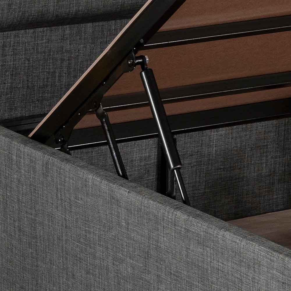 Lrelan Fabric Ottoman Storage Single Bed in Grey