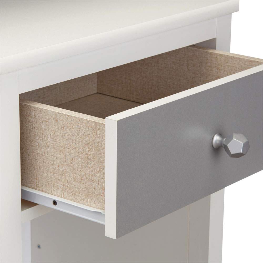 Lrelion Wooden Bedside Cabinet with 1 Drawer in White and Grey