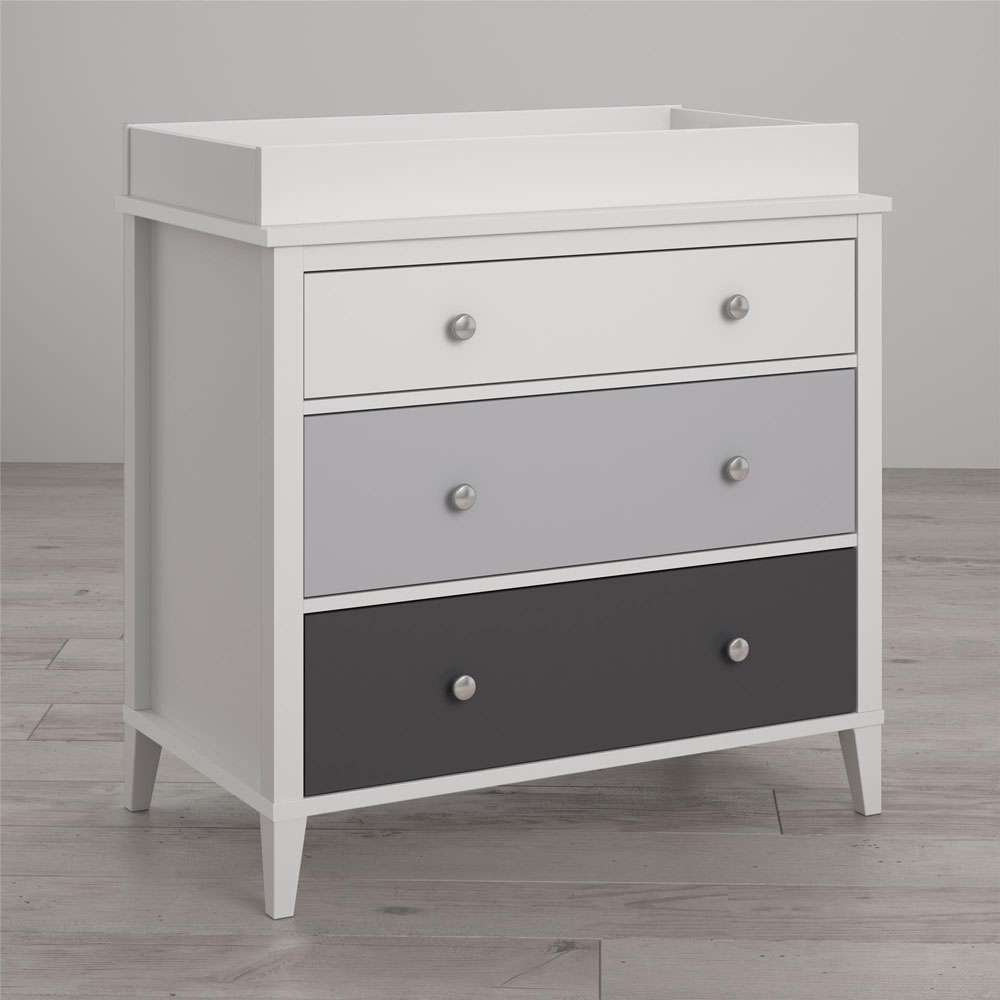 Lrelion Wooden Chest Of 3 Drawers in White and Grey