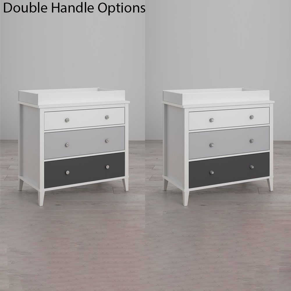 Lrelion Wooden Chest Of 3 Drawers in White and Grey