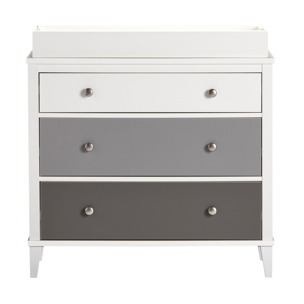 Lrelion Wooden Chest Of 3 Drawers in White and Grey