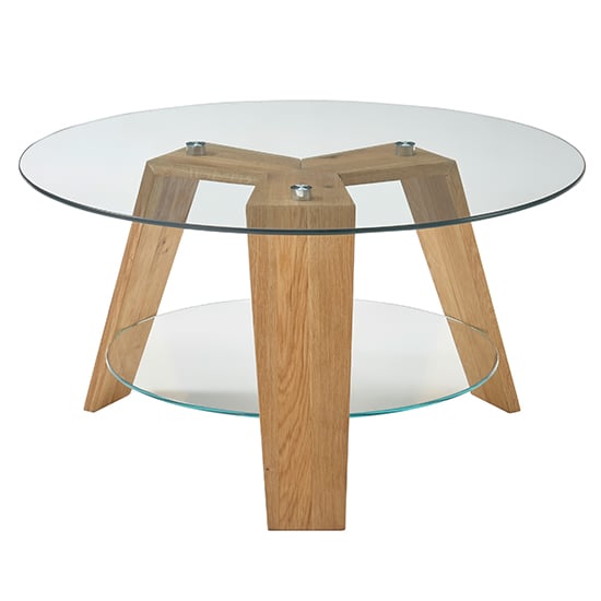 Lublin Clear Glass Round Coffee Table With Oak Wooden Legs_3