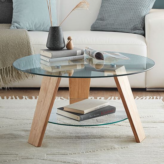 Round glass coffee table