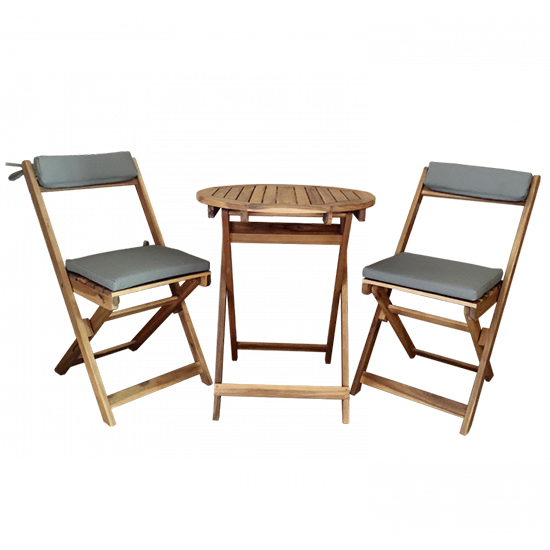 Read more about Lucas wooden bistro set with 2 chairs in natural