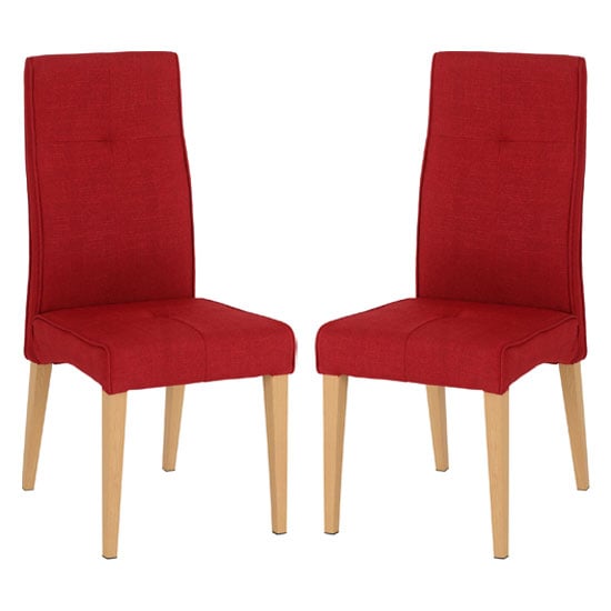 Read more about Lyster red fabric dining chairs in a pair