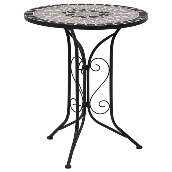 Lucca Ceramic Tile 3 Piece Mosaic Bistro Set In Grey