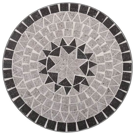Lucca Ceramic Tile 3 Piece Mosaic Bistro Set In Grey