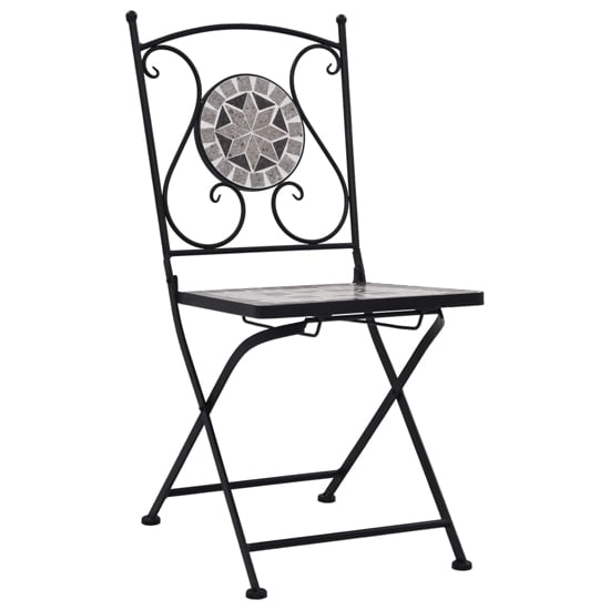 Lucca Ceramic Tile 3 Piece Mosaic Bistro Set In Grey