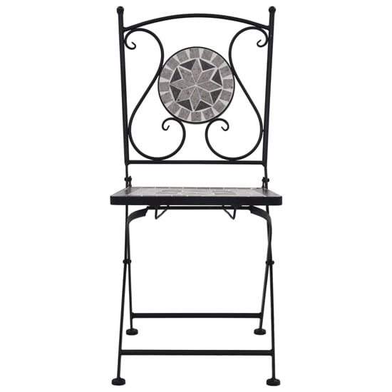 Lucca Ceramic Tile 3 Piece Mosaic Bistro Set In Grey