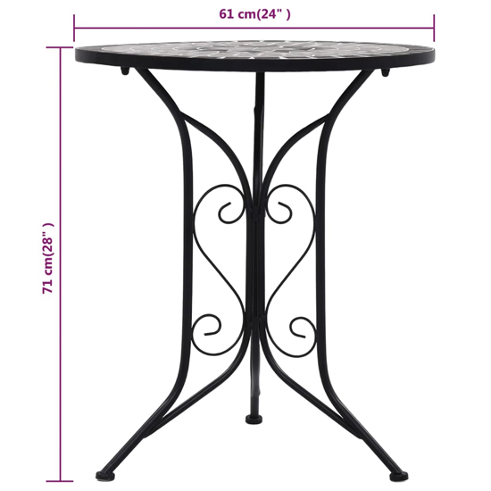 Lucca Ceramic Tile 3 Piece Mosaic Bistro Set In Grey