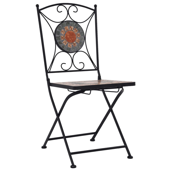 Lucca Ceramic Tile 3 Piece Mosaic Bistro Set In Orange And Grey