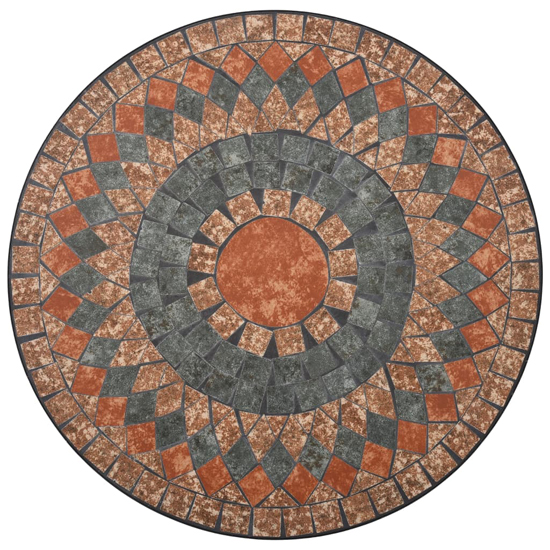 Lucca Ceramic Tile 3 Piece Mosaic Bistro Set In Orange And Grey