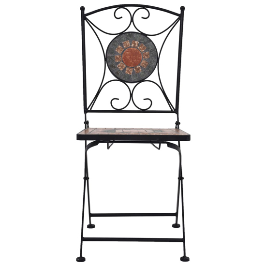 Lucca Ceramic Tile 3 Piece Mosaic Bistro Set In Orange And Grey