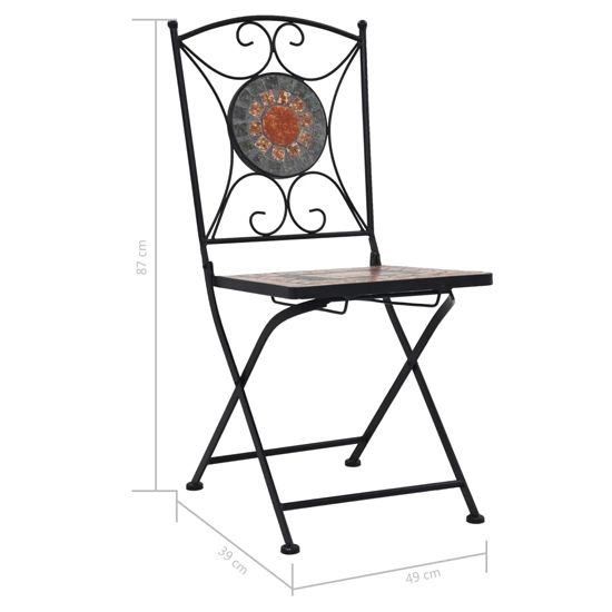 Lucca Ceramic Tile 3 Piece Mosaic Bistro Set In Orange And Grey