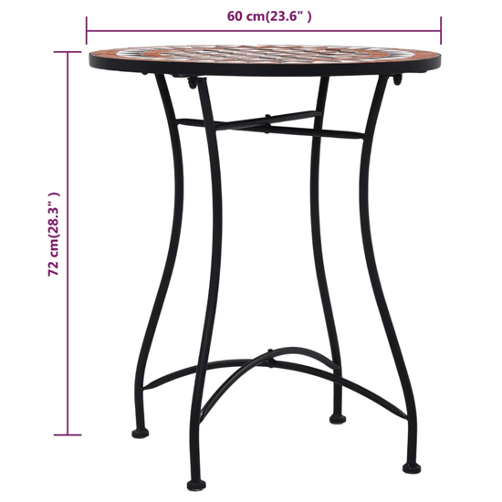 Lucca Ceramic Tile 3 Piece Mosaic Bistro Set In Terracotta