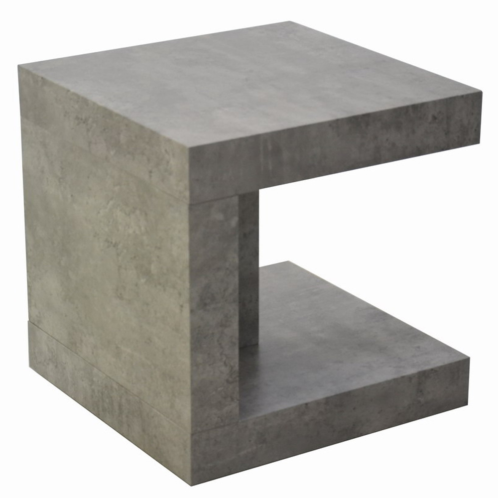 Lucca Wooden Square End Table In Light Concrete