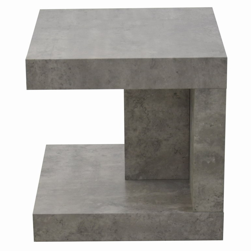 Lucca Wooden Square End Table In Light Concrete