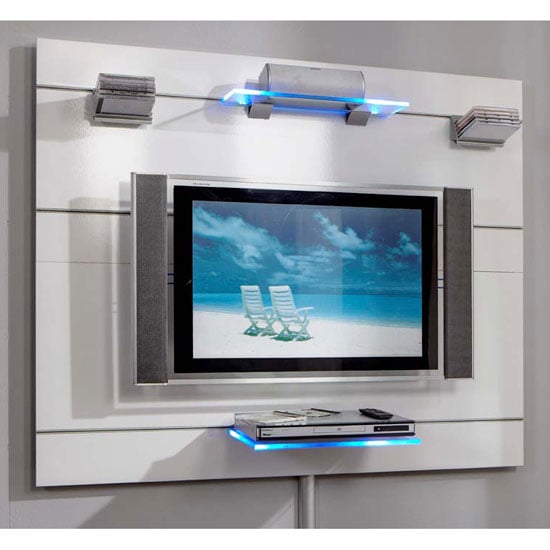 lucent wall set - Combining Glossy Modern Black TV Stand And Attached Bracket With Other Furniture