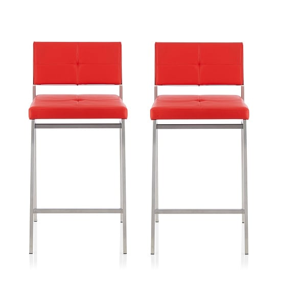 Luciani Modern Bar Stool In Red Faux Leather In A Pair Furniture in