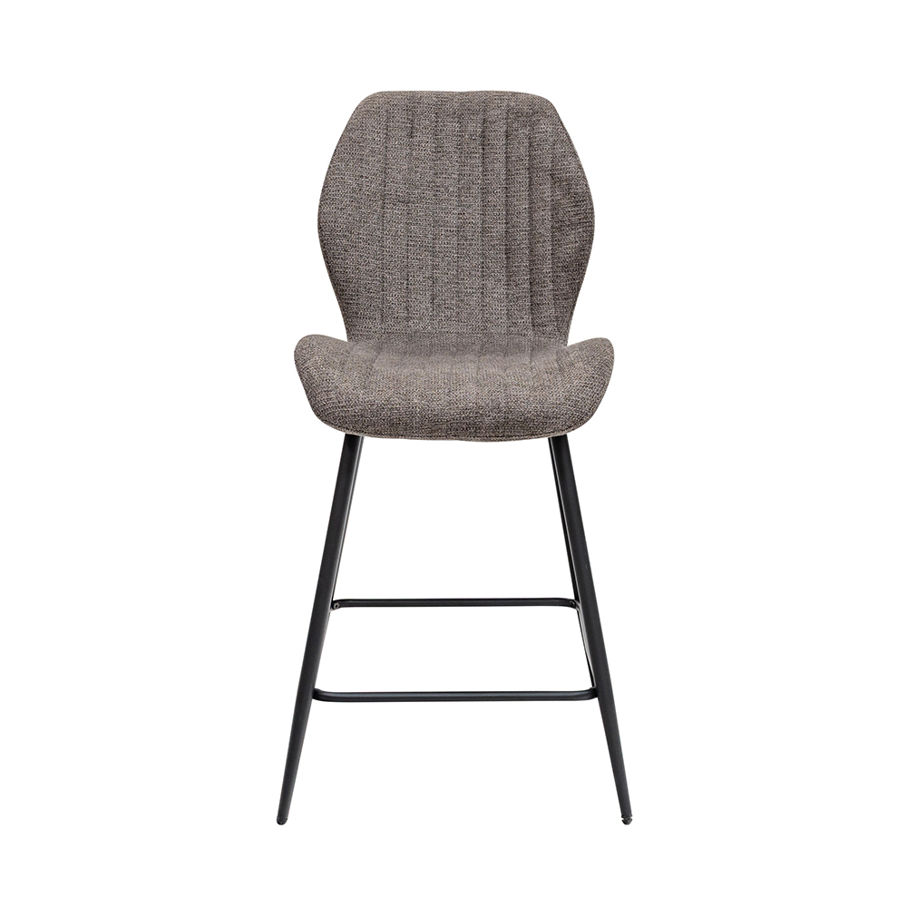 Luciano Charcoal Fabric Counter Bar Stools with Black Metal Legs in Pair