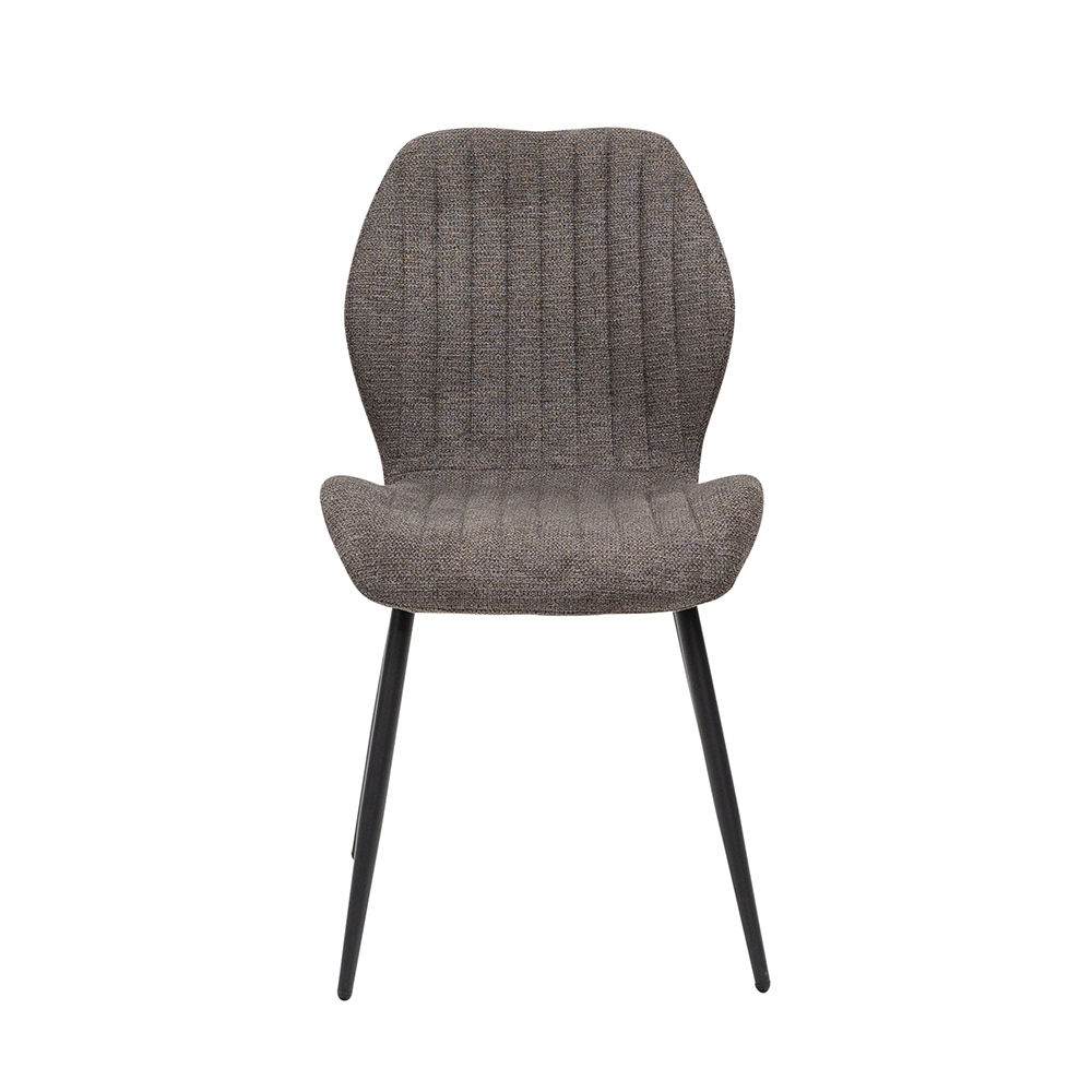 Luciano Charcoal Fabric Dining Chairs with Black Metal Legs in Pair