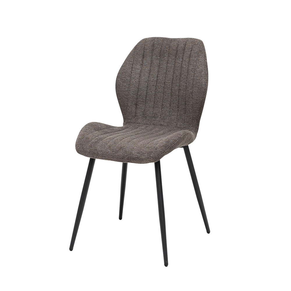 Luciano Charcoal Fabric Dining Chairs with Black Metal Legs in Pair