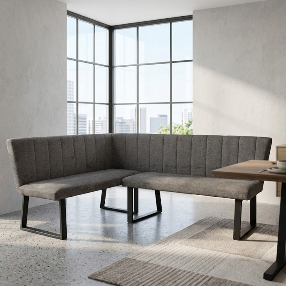 Luciano Corner Fabric Dining Bench in Charcoal