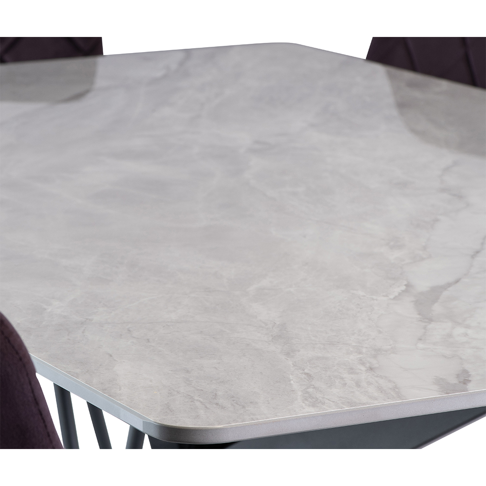 Luciano Italy Grey Sintered Stone Top Dining Table with 3 Chairs 1 Bench in Charcoal