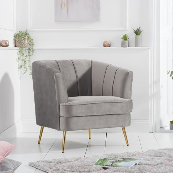 Lucite Velvet Upholstered Armchair In Grey FiF