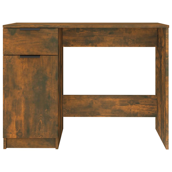 Lucos Wooden Laptop Desk With 1 Door 1 Drawer In Smoked Oak