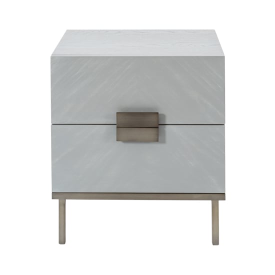 Lucy Wooden Bedside Cabinet With 2 Drawers In Grey Oak