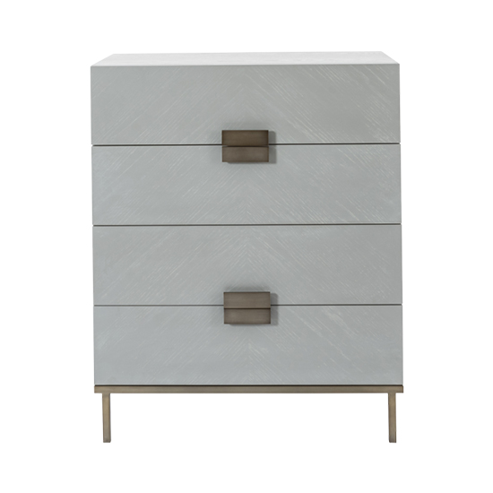 Product photograph of Lucy Wooden Chest Of 4 Drawers In Grey Oak from Furniture in Fashion