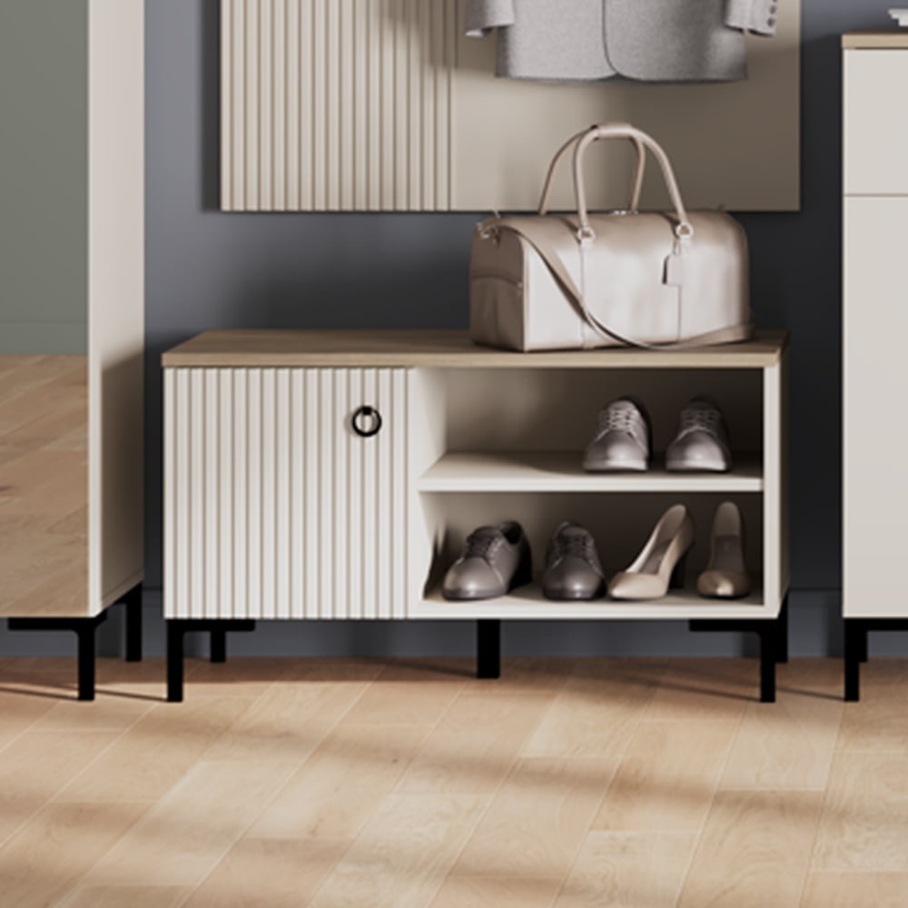 Lufkin Wooden Hallway Bench With Storage In Cashmere