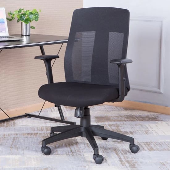 Product photograph of Lugano Mesh Fabric Home And Office Chair In Black from Furniture in Fashion