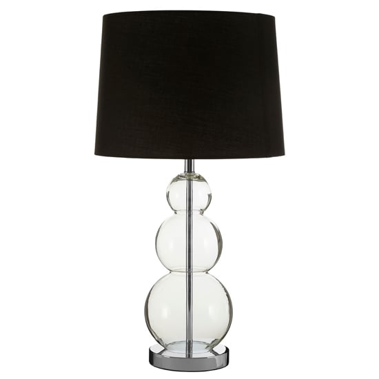Photo of Lukano black fabric shade table lamp with glass metal base