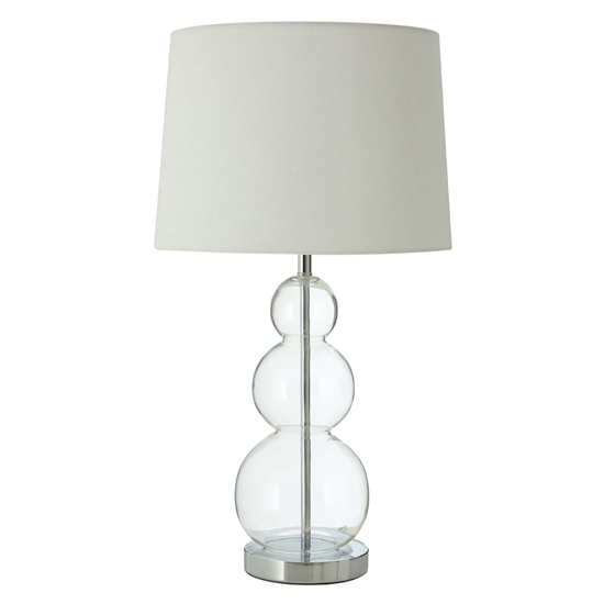 Read more about Lukano white fabric shade table lamp with glass metal base