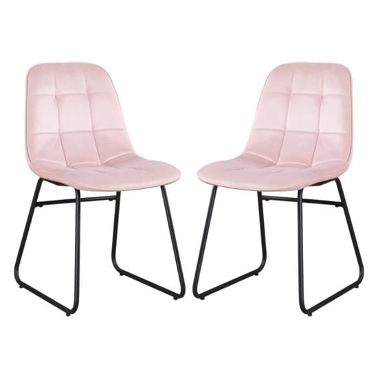 Read more about Lyster baby pink velvet dining chairs in a pair