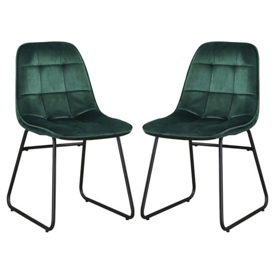 Product photograph of Lyster Emerald Green Velvet Dining Chairs In A Pair from Furniture in Fashion