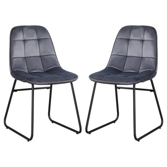 Lyster Grey Velvet Dining Chairs In A Pair