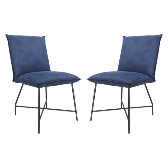 Lukas Indigo Blue Fabric Upholstered Dining Chairs In Pair